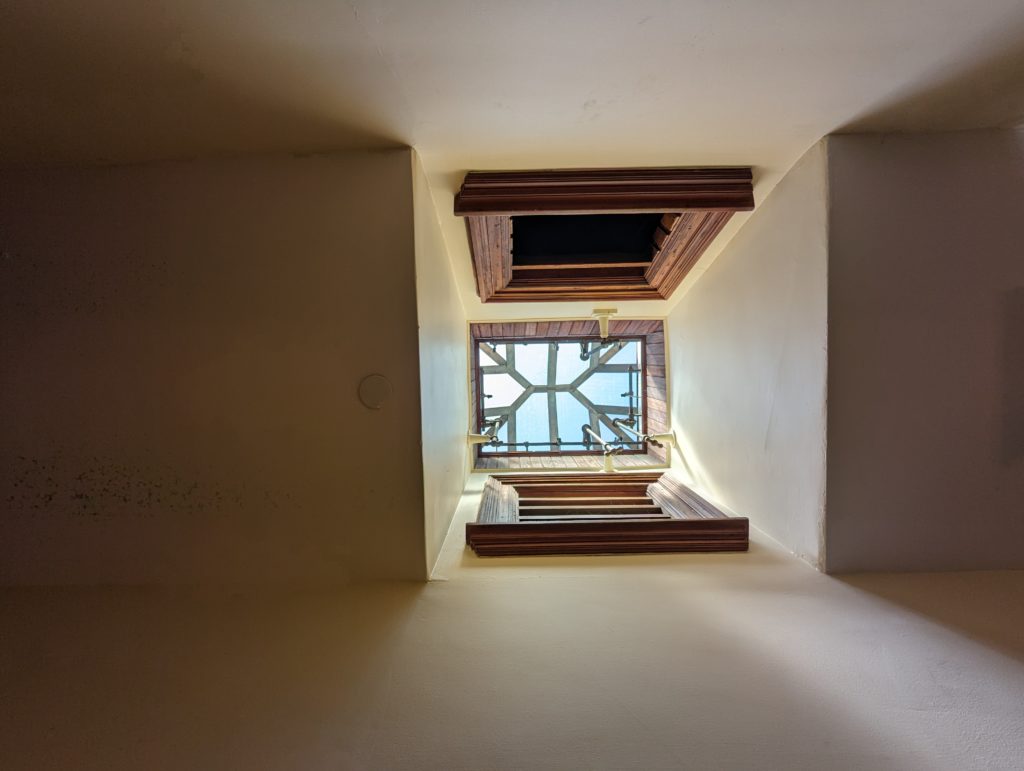 A skylight two stories down